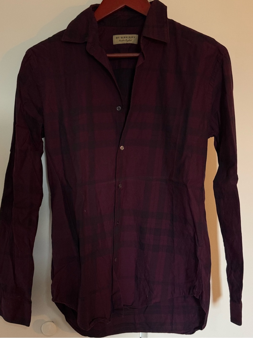 Burberry Men's Deep Burgundy Plaid Lightweight Shirt Jacket